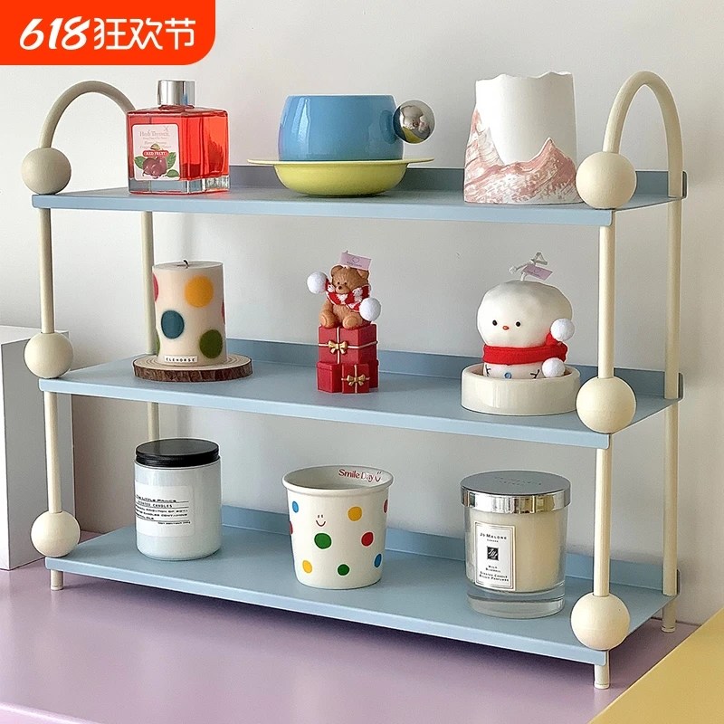 

Ins Style Iron Art Cup Rack, Dopamine 3-Tier Storage Rack, Kitchen Spice Holder, Multi-Functional Desktop Organizer