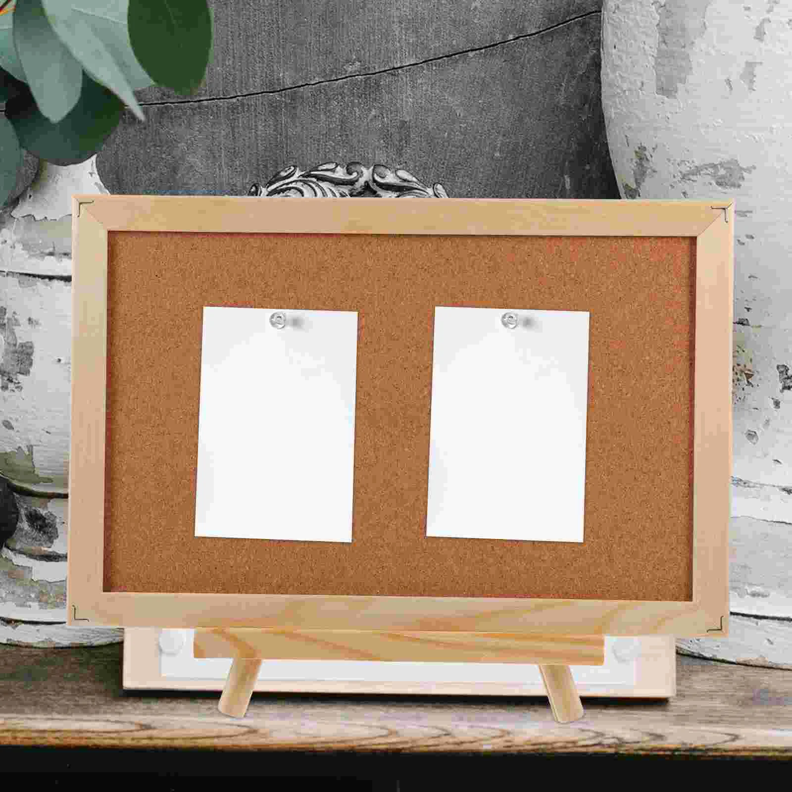 Display Board Wooden Frame Small Monitor Stand Easel Cork Pine Photo