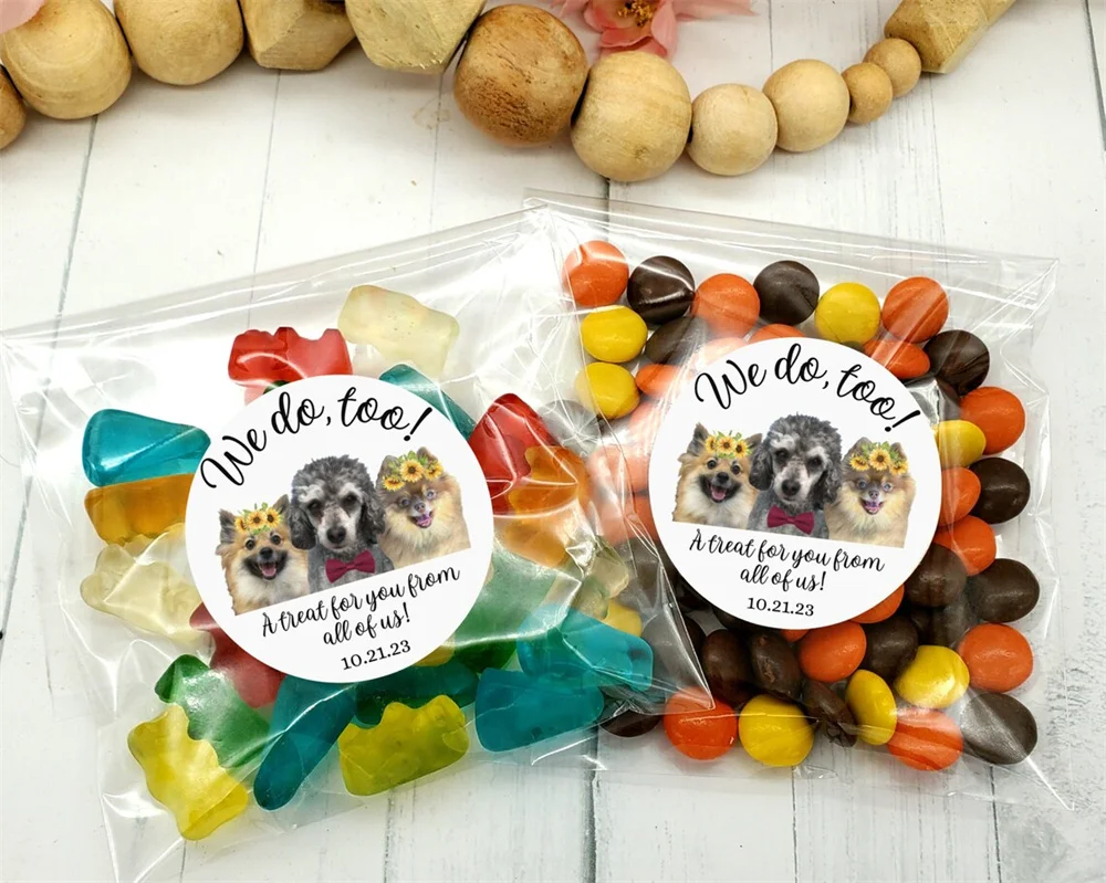 Dog Wedding Stickers, Pet Wedding Favor Labels, Animal Thank You Stickers, We Do Too Pet, Thank You For Celebrating My Humans St