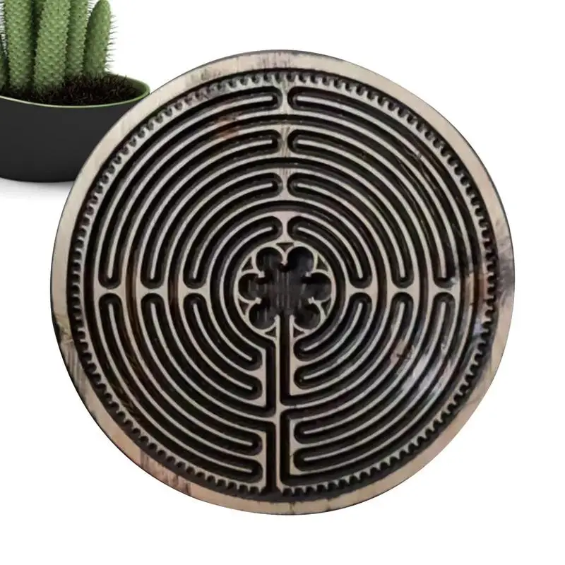 Finger Maze Board wooden mindfulness tool and altar decoration Portable and Sturdy Wooden Finger Labyrinth for meditation