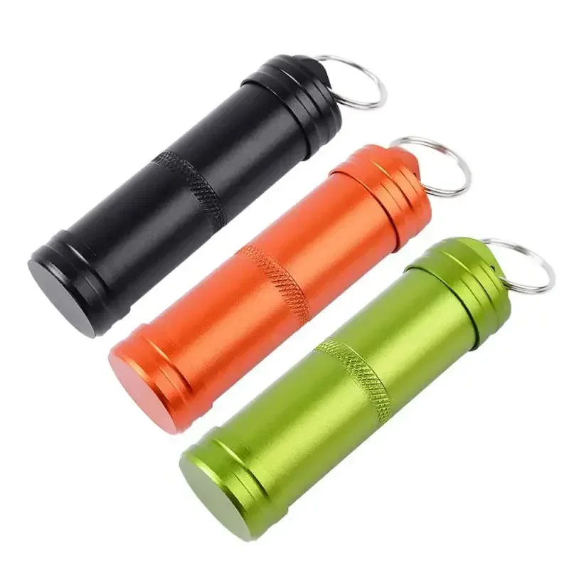 EDC Waterproof Pill Case - Aluminum Alloy Capsule for Camping/Travel Sealed Container for Medicine/Match/Cash Dustproof Keychain