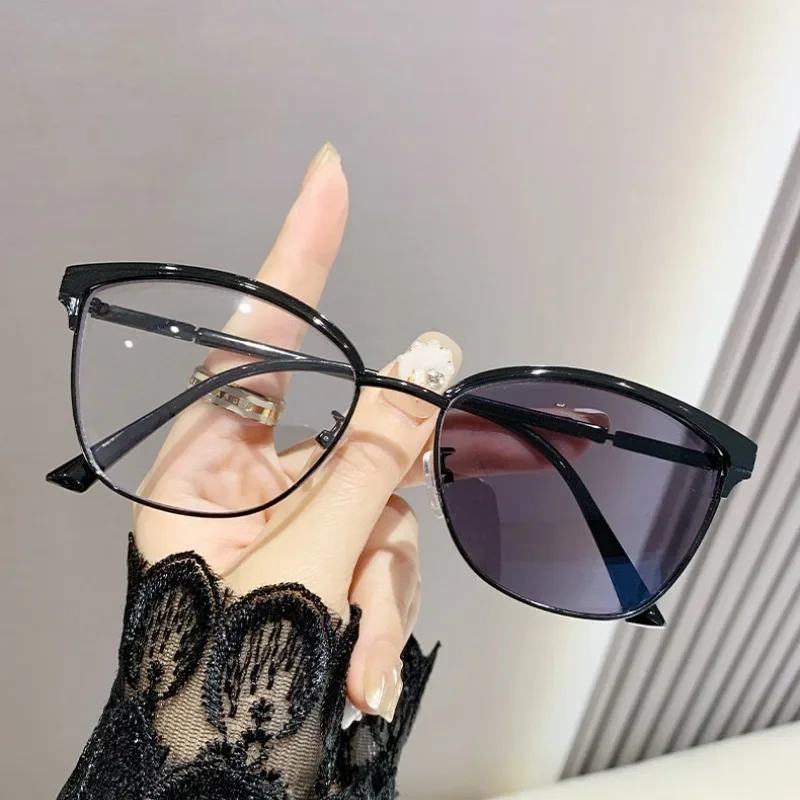 רטרו אור אנטי כחול אור פוטוכרומיות משקפיים צבע חכם שינוי קרוב למראה עיניים חתול משקפיים משקפי שמש-0.5 2.0