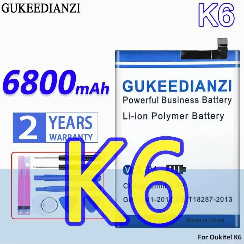 

For Oukitel K6 Mobile Phone Battery Long Lasting 6800Mah