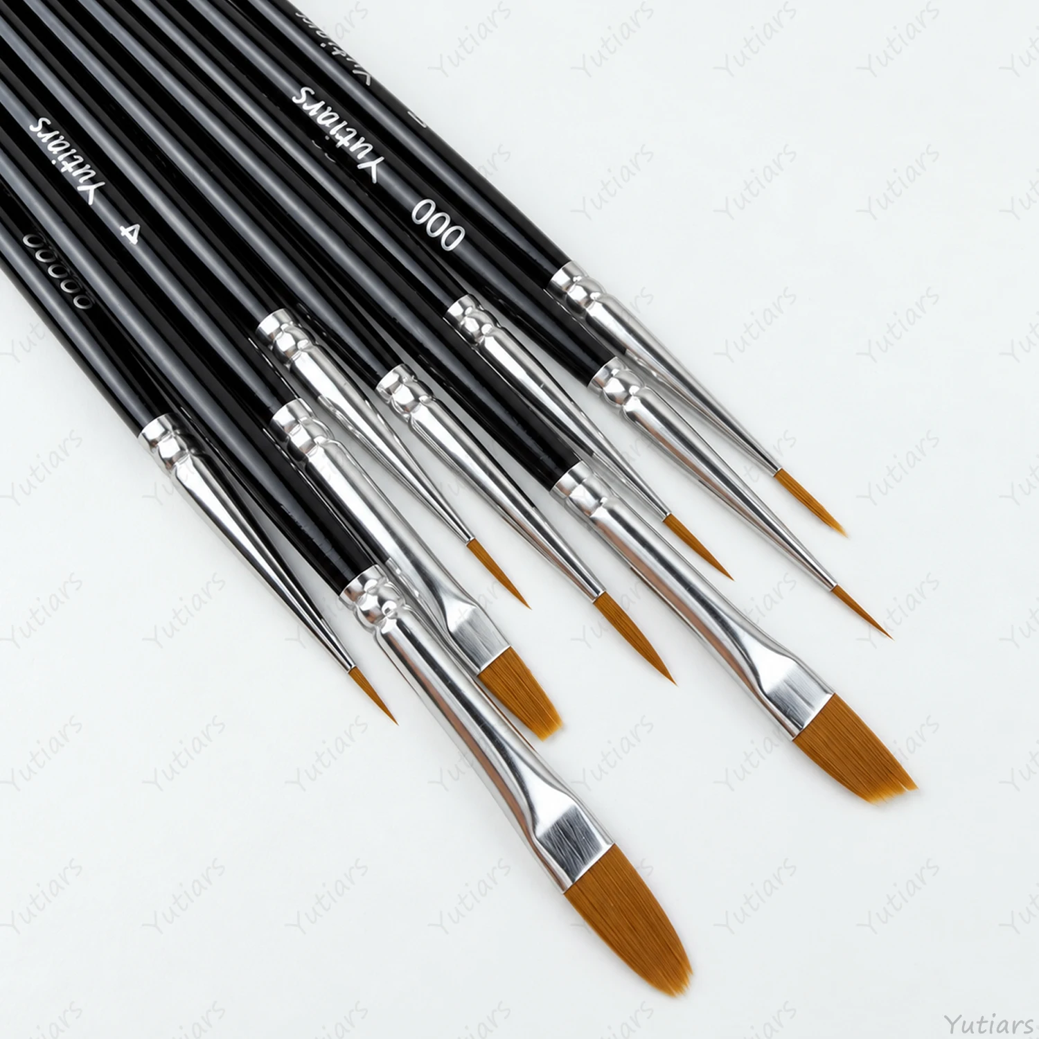 9pcs Detail Paint Brush Set Fine Liner Round Flat Angle Brushes for Miniature Model Acrylic Watercolor Nail Art Painting Tools