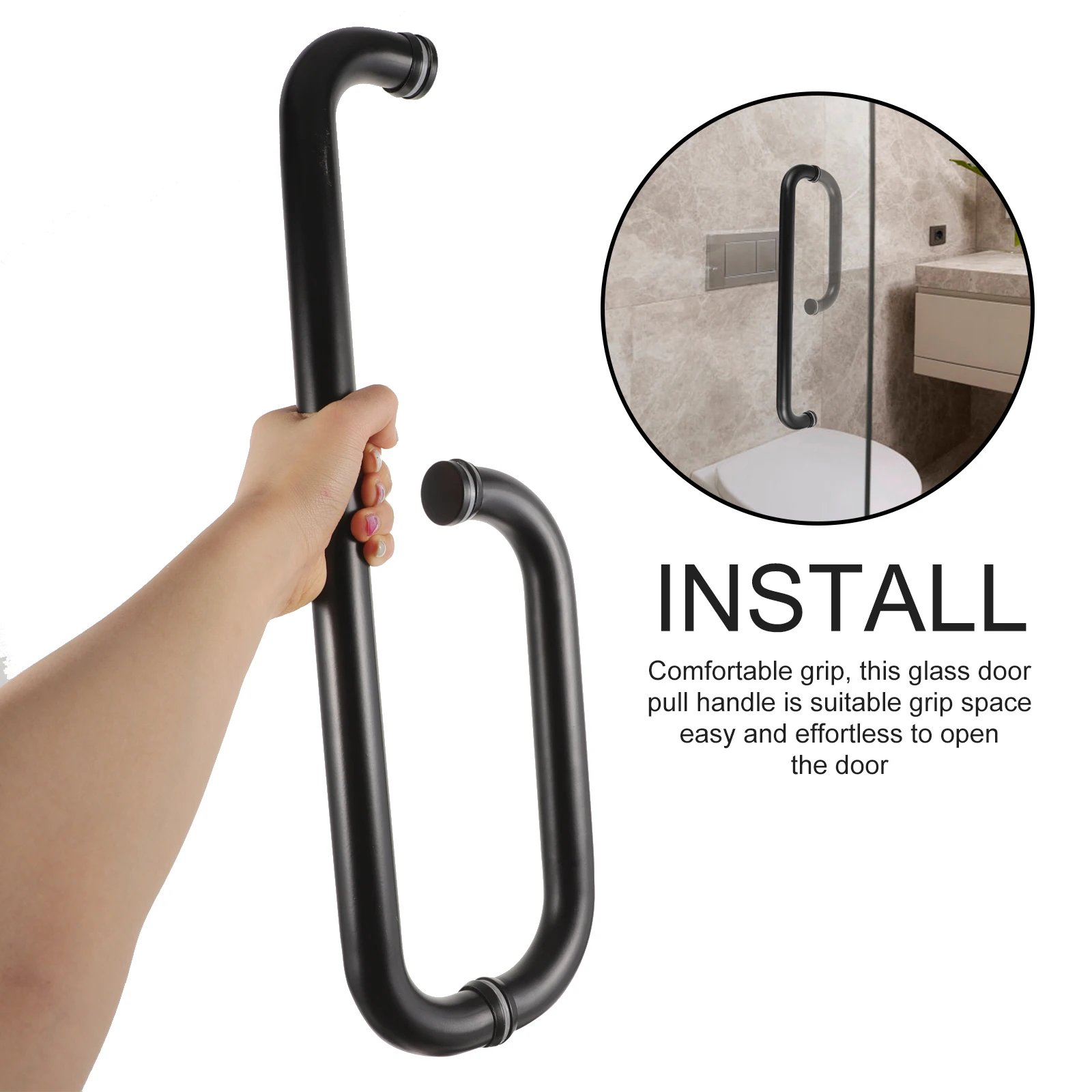 

Bathroom Handle Stainless Steel Glass Shower Door Pull Durable Replacement For Frameless Shower Door Metal Handle