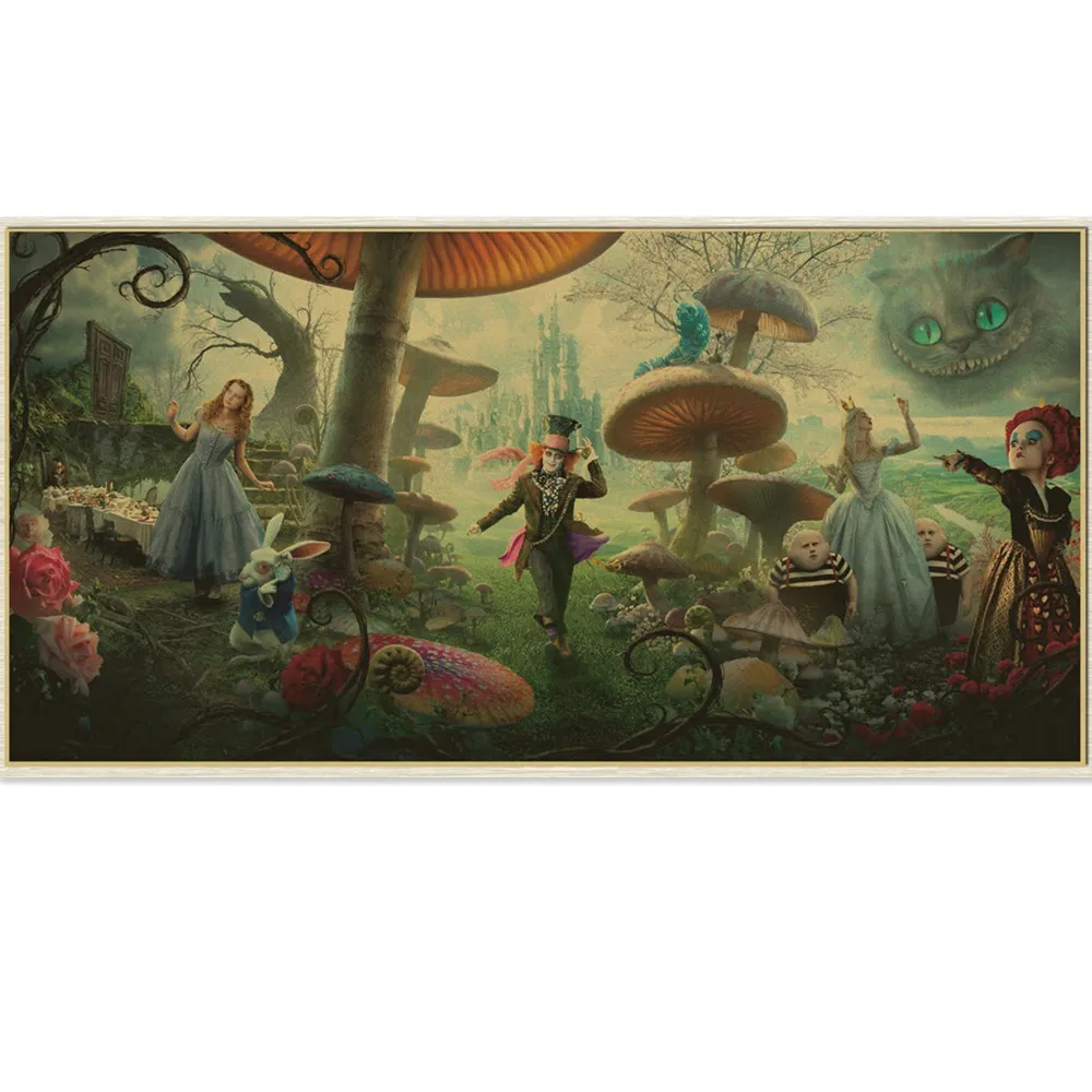 Nostalgic Vintage Cartoons Movie Poster & Prints Wall Stickers 'Sleepwalking wonderland' Anime Wall Art Home Room Decor Painting