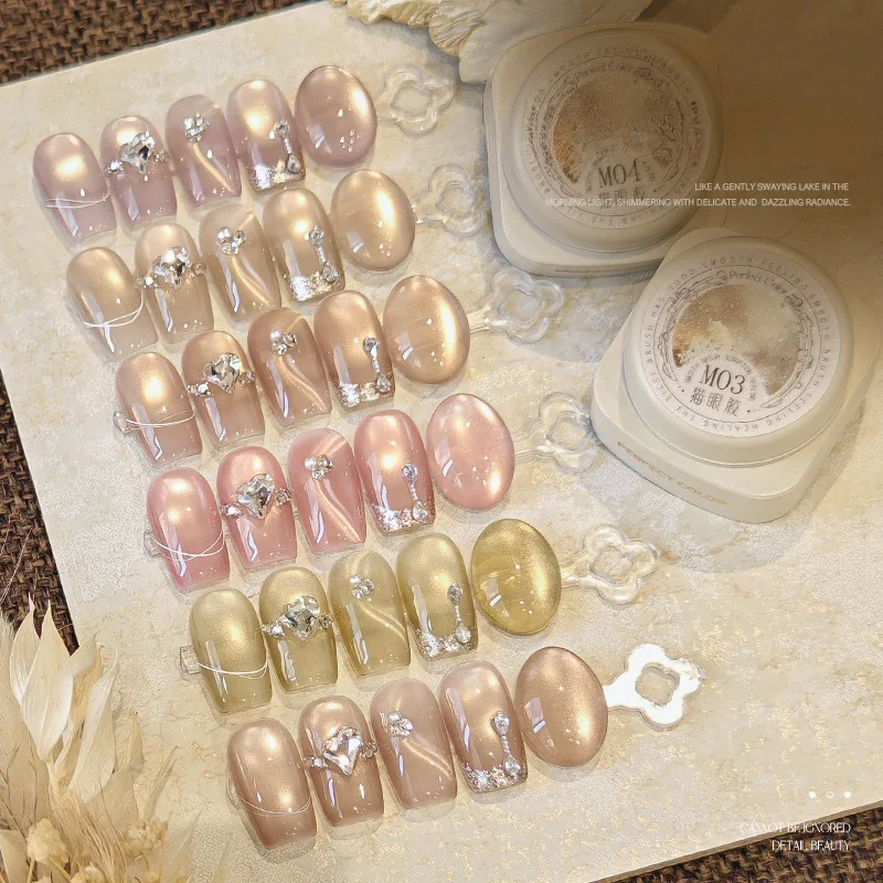 

6 шт./компл., 5 мл, позолоченный магнитный гель-лак для ногтей цвета шампанского «кошачий глаз», блестящий водный свет, голографический гель, замачиваемый УФ-гель, Varnis, маникюр