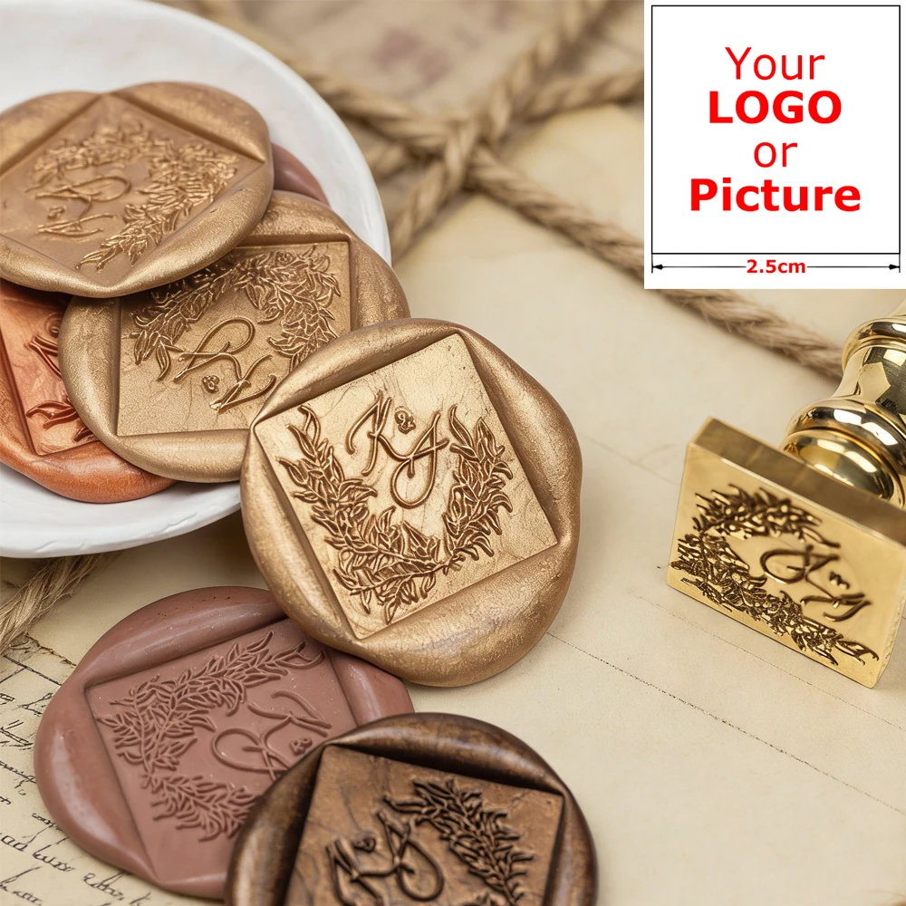 DIY LOGO Wachssiegel-Stempel Runde/Quadratische Form Logo-Design Personalisiertes Siegel für DIY Hochzeitseinladungen Karten-Dekoration