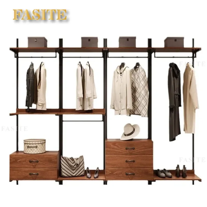 For Open Wardrobe Cloakroom Metal Hanger Rack Wrought Iron Hanging Rod Bedroom Walk-in Closet Clothes Organizer Sturdy