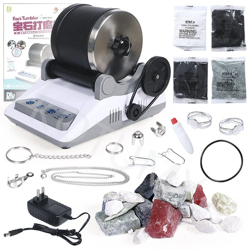 Electric Gem Polishing Machine Rock Tumbler Polisher Kit DIY Electric Rock Tumbler Toy With Rough Gemstone Polishing Grit For Ad