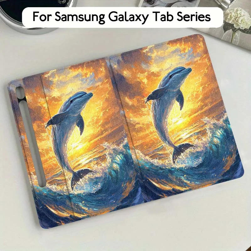 

Color Shark Sea Turtle Art For Samsung Galaxy Tab S9 S10 S6 S7 S8 FE Plus Lite Inch Foldable Cover Tablet Case