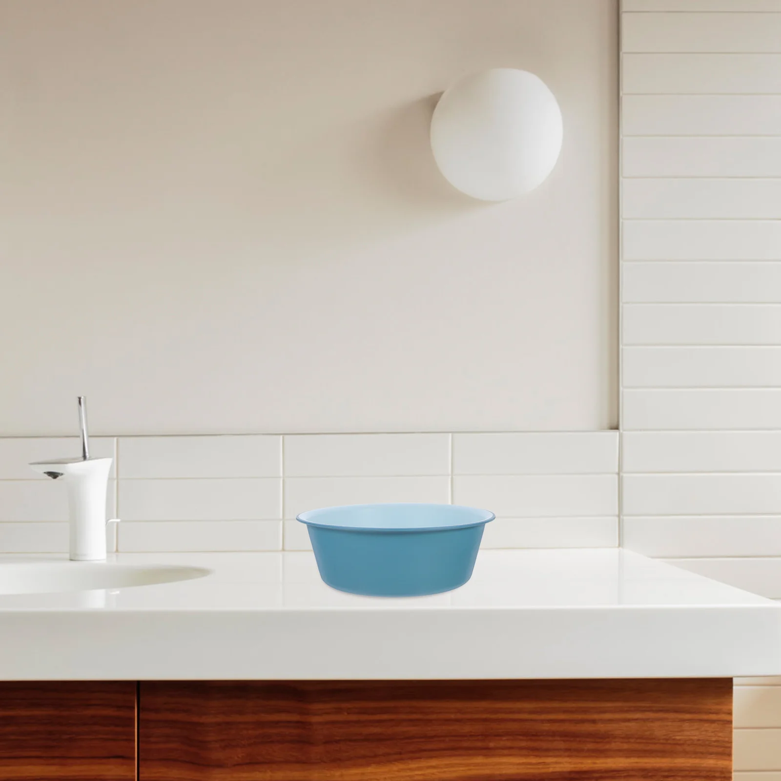 

Plastic Dual Tone Wash Basin Blue White Round Bathroom Face Foot Washing Bowl Portable Laundry Tub Dishpan Wash Bowl