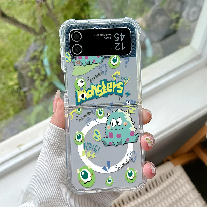 disney little monsters Magsafe Magnetic Phone Case for Samsung Galaxy Z Flip 3 4 Z Flip 5 6 Z 5G Soft Clear Tpu Cover image 4