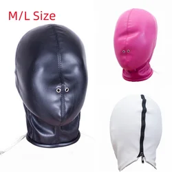 Maschera in pelle Unisex integrale per uomo donna giochi per feste copricapo Cosplay accessori Sexy maschera per il viso divertente di Halloween con cerniera