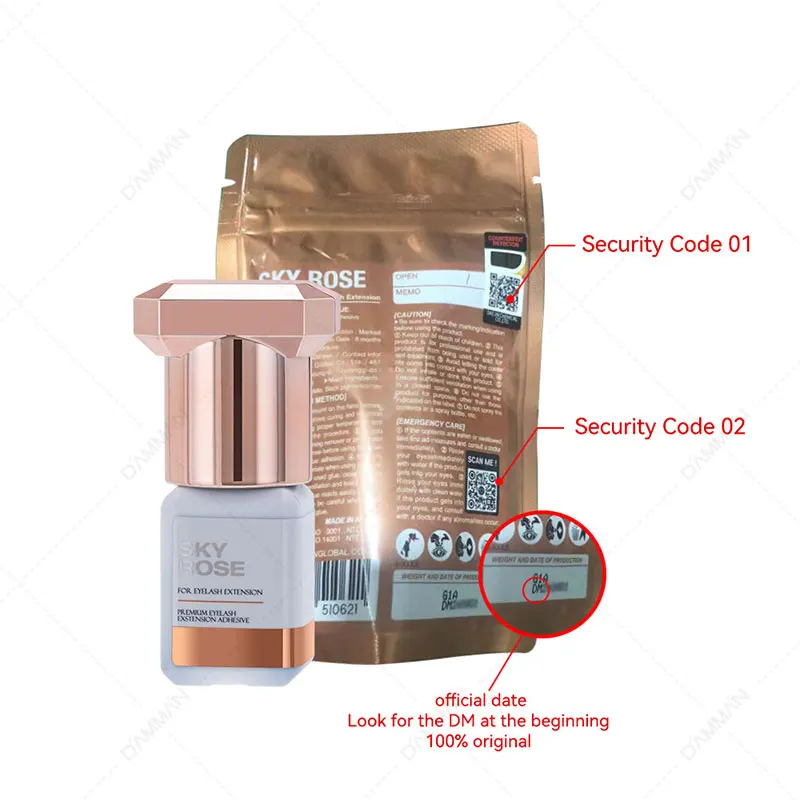 1 Bottle SKY Rose Glue Eyelash Extensions Adhesive Supplies 1s Fast Drying Korea Sky Glue 5ml False Lash Glue Makeup Tools