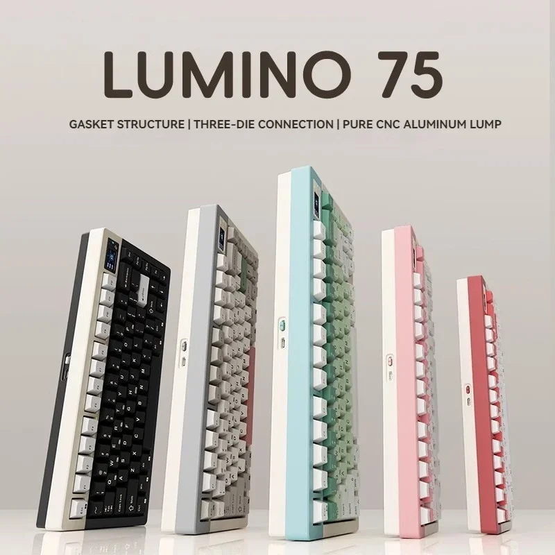 

LUMINO75 Aluminum Anodized Mechanical Keyboard Tri-mode Wireless/Bluetooth RGB Hot Swap GASKET Customized Office Gaming Keyboard