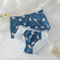 Japanese Cute Couple Underwear Girl Bear Lingerie For Women Men's Shorts Boxers Panties Kawaii Sexy Mesh Female Briefs Lovers