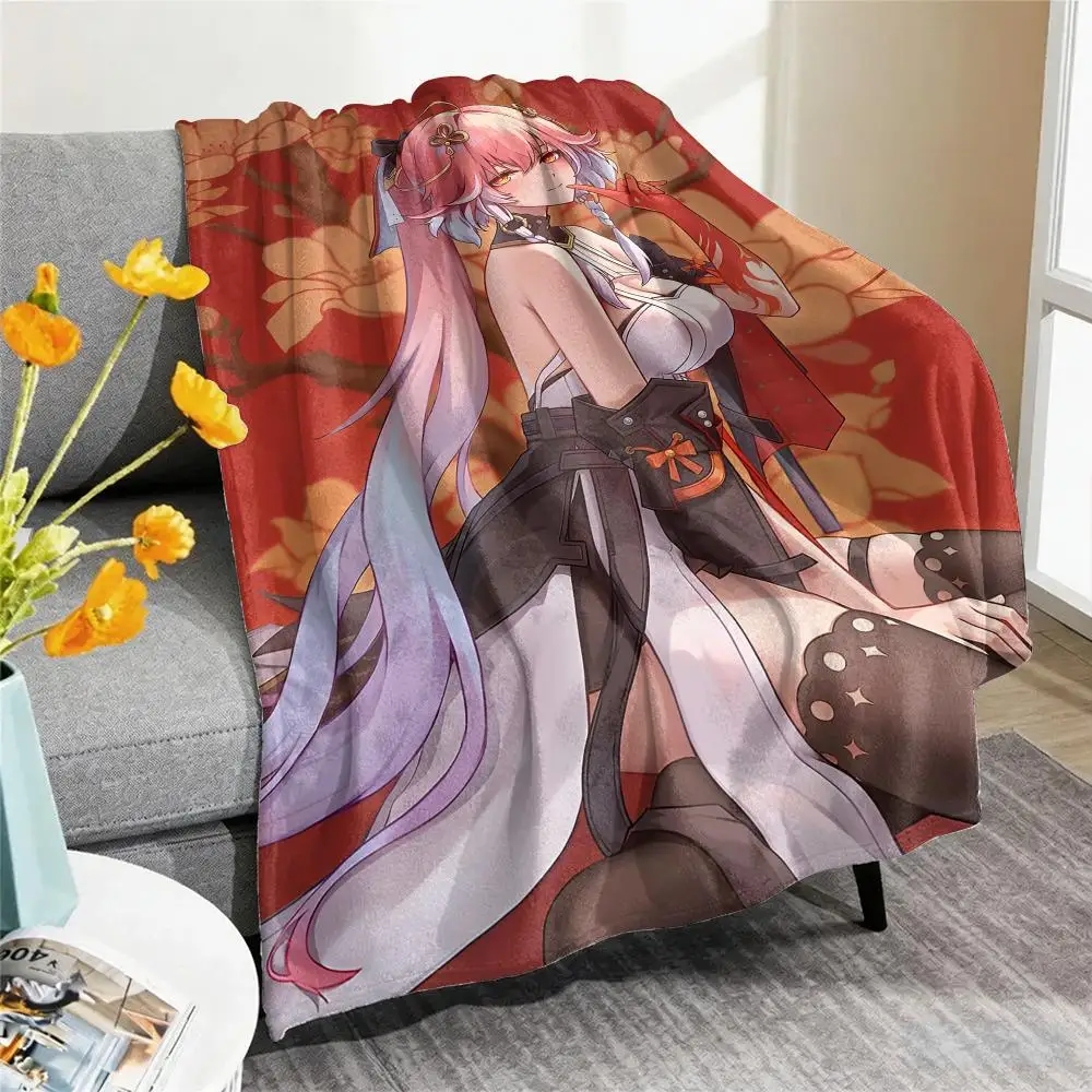Wuthering Waves Changli Throw Flannel AC Blanket Lightweight Summer Nap Throw Cozy Blanket for Sofa Bed Travel Home