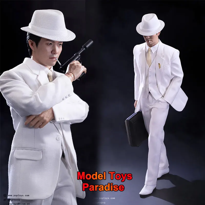 POPTOYS EX054 1/6 Collectible Men Soldier Patriotic Agent White Suit Stephen Chow 12'' Action Figure Model Doll For Fans Gifts