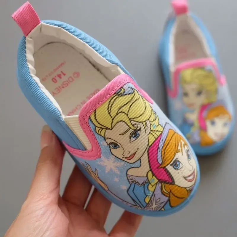 Disney Spring and Autumn children's canvas shoes cartoon frozen single shoes boys and girls kindergarten Casual Shoes