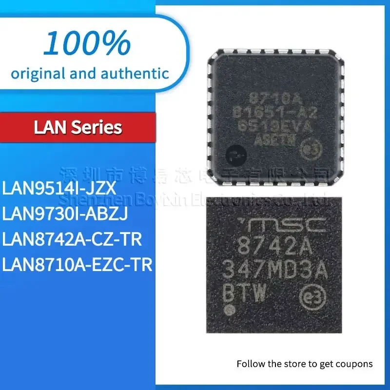 

LAN8710A-EZC-TR LAN8742A-CZ-TR LAN9514I-JZX LAN9730I-ABZJ Black casing