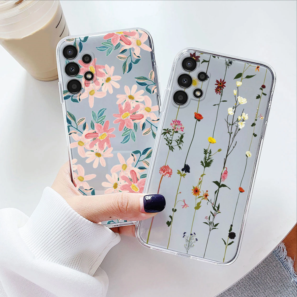Phone Case For Samsung A13 A16 A17 Floral Silicon Cover For Samsung Galaxy A13 5G Fundas Coque Transparent Soft Capas Flower TPU