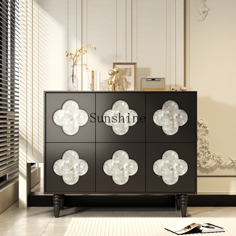 Shoe cabinet four-leaf clover solid wood dining side cabinet multi-functional storage