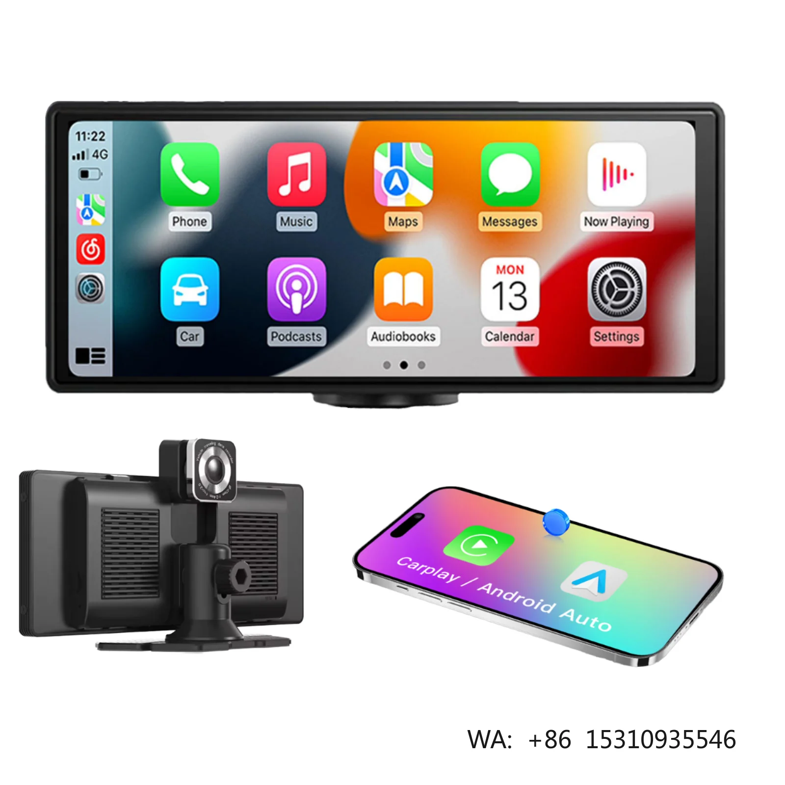 10.26'' Portable GPS IPS Car Radio Autoradio with DSP & RGB Wireless Carplay Android Auto Touchscreen FM BT Stereo Car