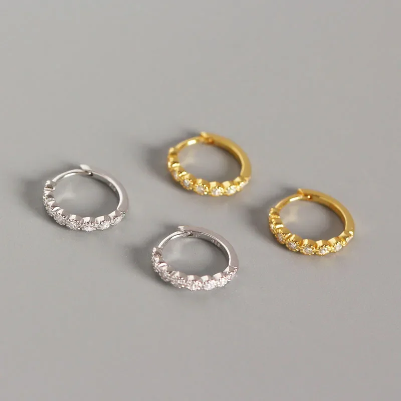 Desain INS perhiasan fashion anting-anting kecil CZ Huggie 925 perak murni berlian kecil emas kecil anting-anting hoop trendi