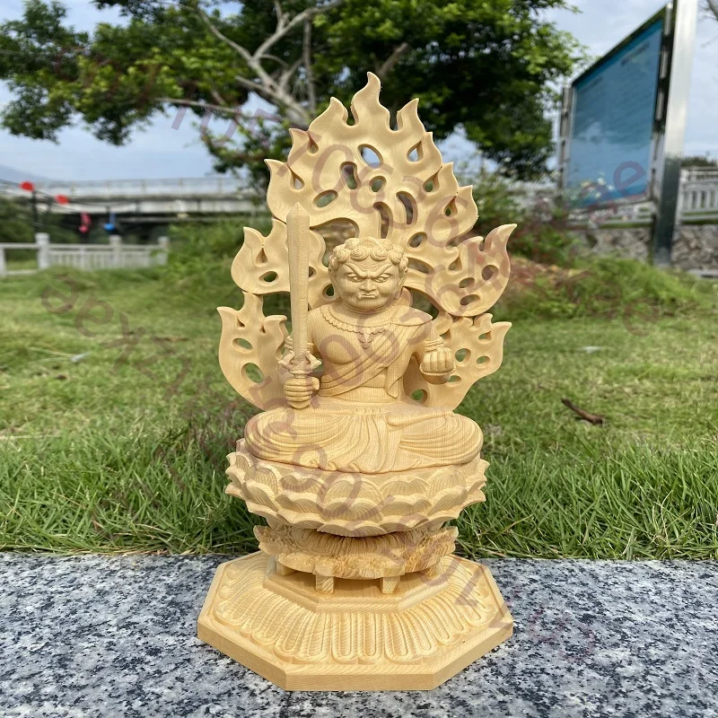 

Деревянная статуэтка Фудо Мьё из дерева хиноки, ручная резьба, знак зодиака — Куркура, буддийская статуэтка-хранитель, украшение, фэн-шуй, декор для домашнего храма и алтаря