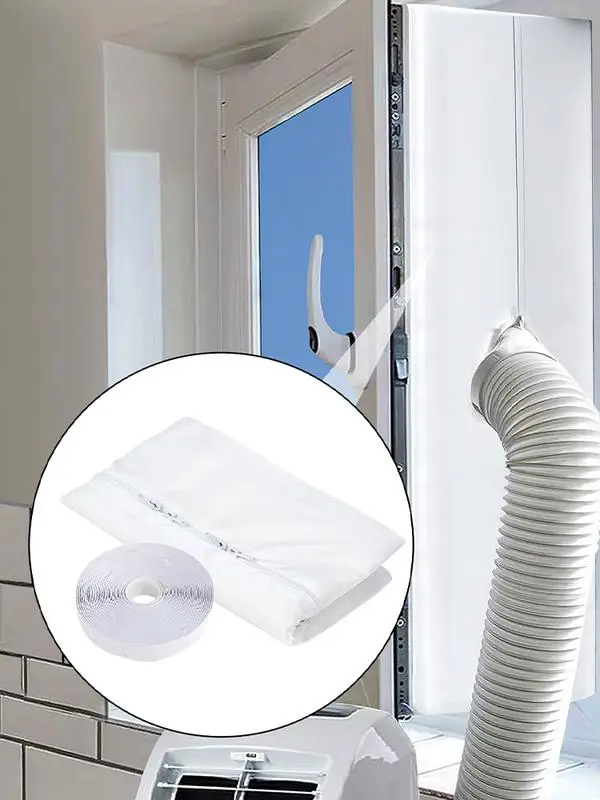 

Air Lock Window Sealing for Portable Air Conditioner, 3/4/5M Flexible Cloth Sealing Plate Window Sealing with Zip and Adhesive