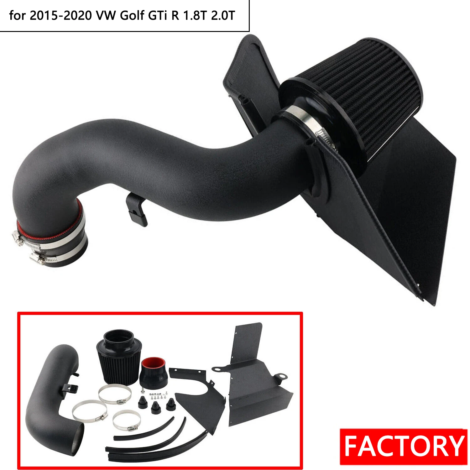 Performance Cold Air Intake Induction System Kit for  VW Golf GTi R 1.8T 2.0T 2015-2020 including filter Heat Shield