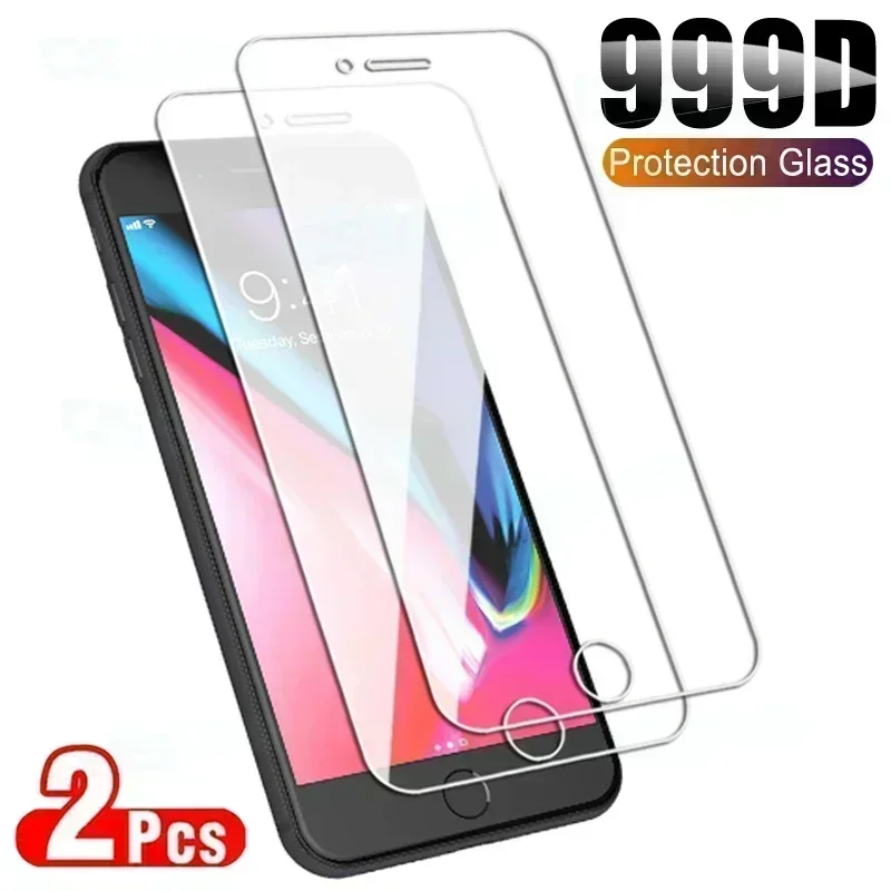 

2Pcs 999D Protection Glass For Apple iPhone 7 8 6 6S Plus Tempered Screen Protector iPhone 5 5S 5C SE 2016 2020 Protective Film