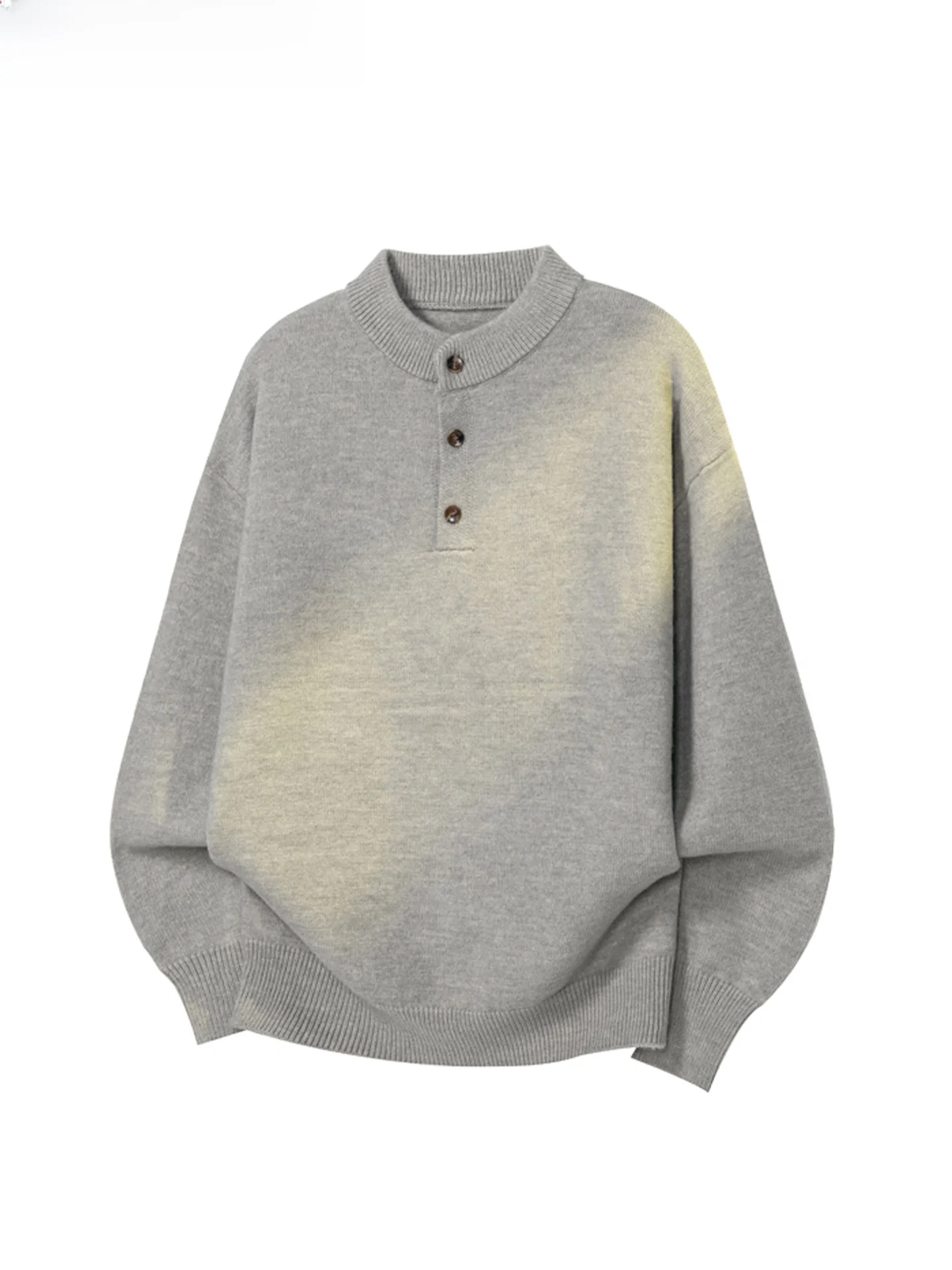 

Wassup ark, мужской трикотаж в американском стиле ретро, свитер с воротником Генри, одинаковый свитер для пары, осень-зима, универсальный мягкий длинный све...