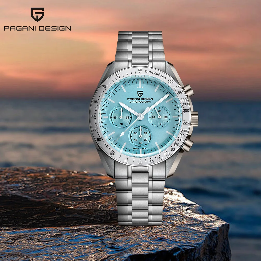 2025Pagani nuovissimo orologio al quarzo moda uomo zaffiro di fascia alta VK63 cronografo sportivo da uomo in acciaio inossidabile impermeabile 100 m