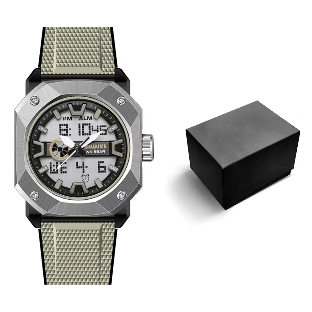 Multifunctional 3 Time Countdown Sport Watch Male LED Light Digital Wristwatches For Men 5Bar Waterproof Stopwatch Alarm