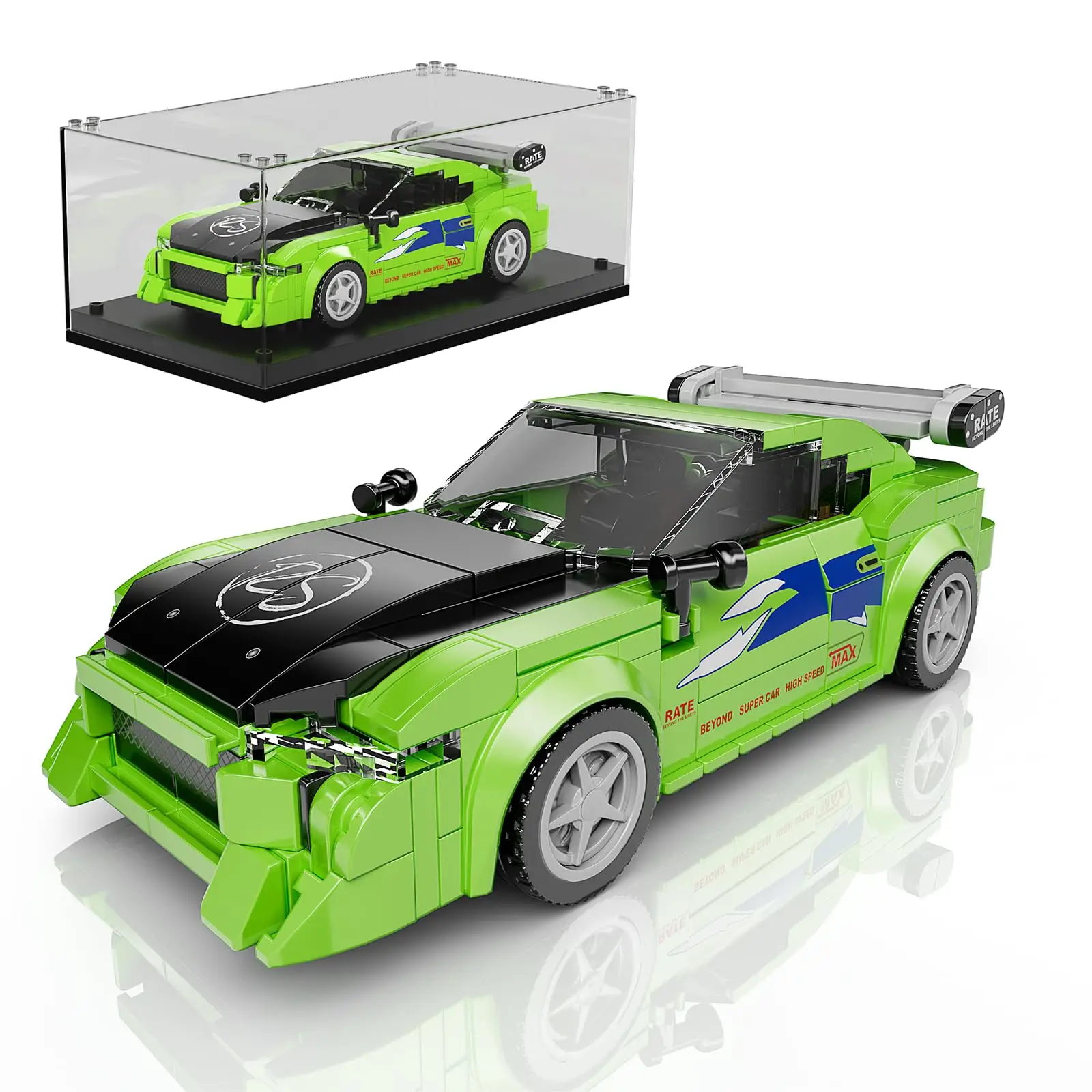 Mold King Conjuntos de Construção de Modelos de Carros, 27033 ModeCar Kit Blocos de Construção de Carro Brinquedos de Construção com Vitrine, Kits de Construção de Carro de Corrida para Adultos e Crianças (338 PCS)