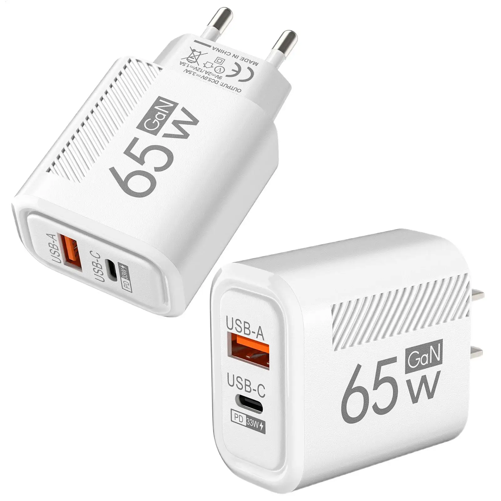 PD 65W Fast Charging Charger USB Mobile Phone Power Adapter For Samsung Honor Phone AC Quick Charge Charger EU/US Plug