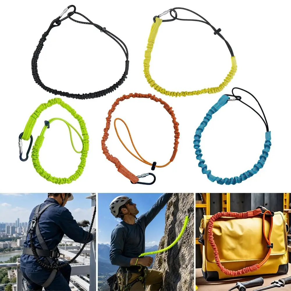 With Carabiner Hook Safety Bungee Tether Lanyard 90*2cm 5 Colors Climbing Working Anti-Falling Rope Aerial Work Tool