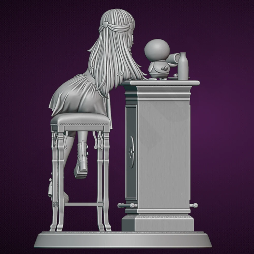 Figurine gothique en résine pour fille, jouet non peint, poupée GK non assemblée, assemblage d'impression 3D, jouets miniatures de réduction, 1/24