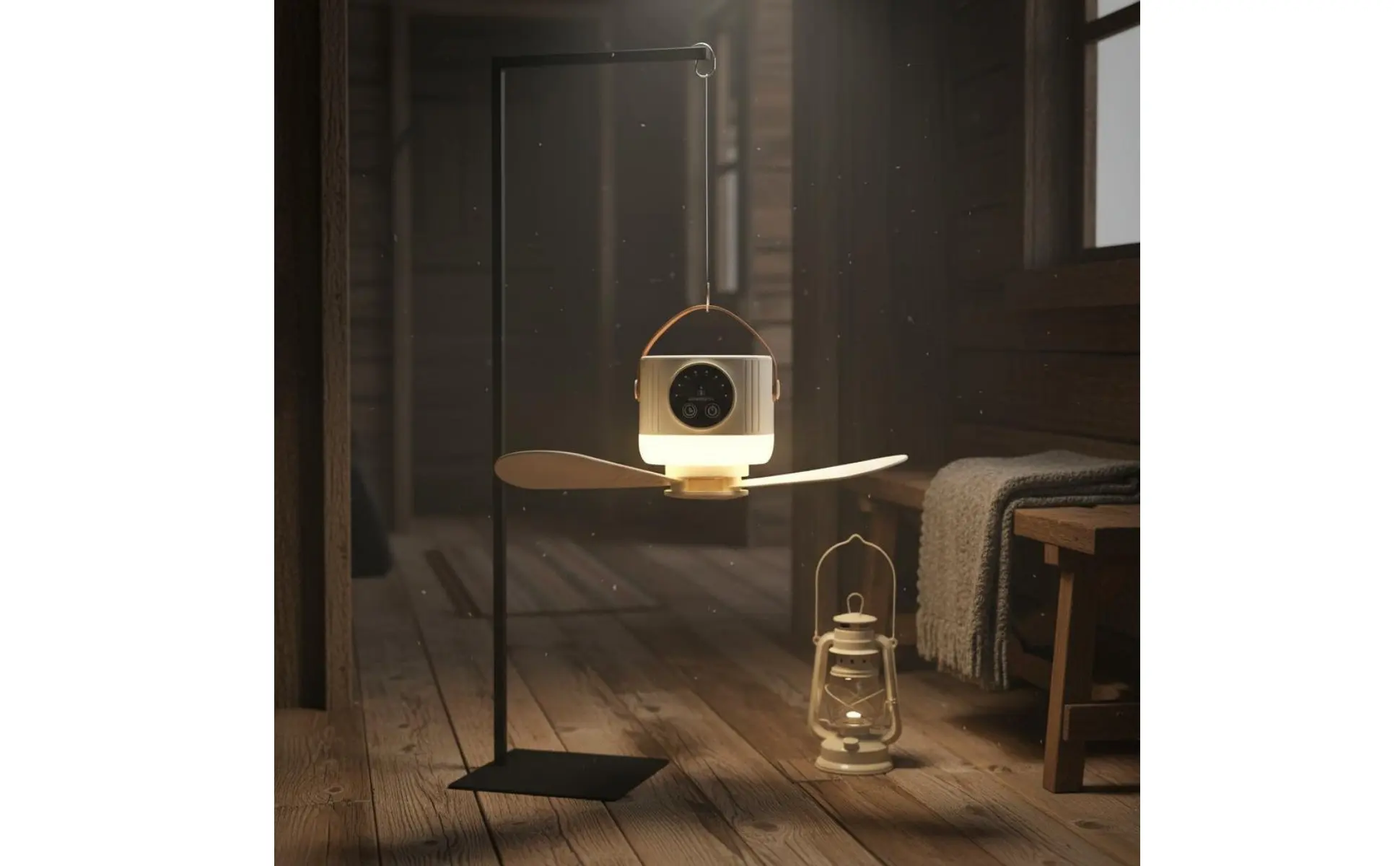 Mini Ceiling Fan with Light Adjustable Speed Rechargeable Hanging Fan Air Mover 4 Speeds Timer Function for Bedside, Dorm Room