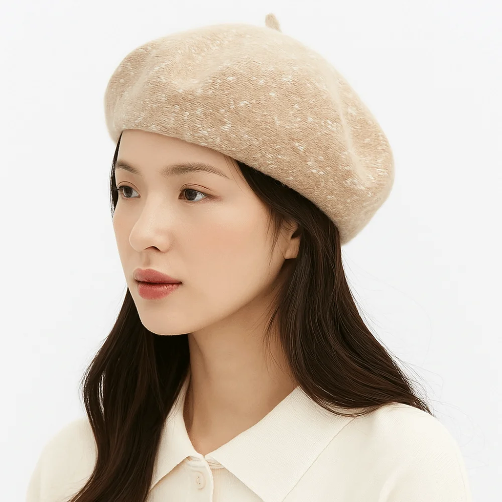 

Vintage Wool Women Berets Knitted Elastic British Beanie Hat Korean Style Keep Warm Artist Hat Girls
