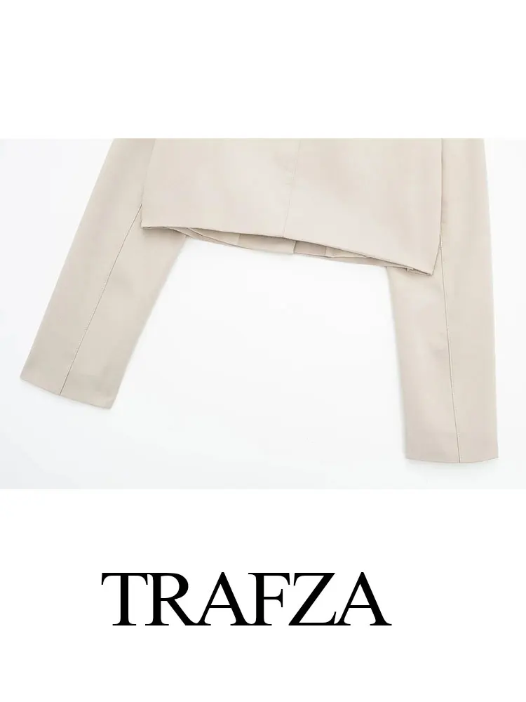 Trafza-女性用シングルブレストジャケットとハイウエスト,オフィス用ジッパー,ファッショナブルでカジュアルなショートセット,2個