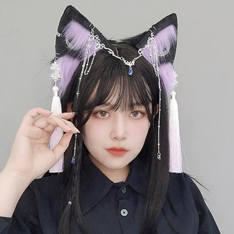 652F Sang Trọng Tua Rua Băng Đô Quấn Tóc Trung Quốc Cổ Đại Bèo Đầu Cosplay Đạo Cụ HairHoop Truyện Tranh Thể Hiện Mũ Đội Đầu