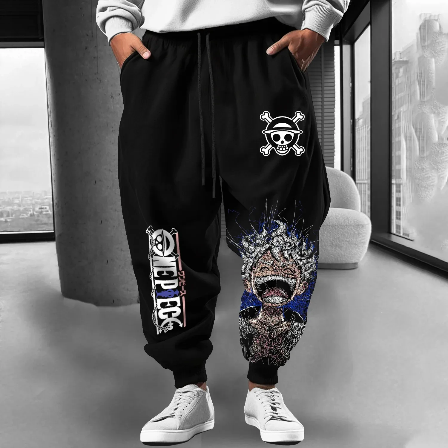 

2025 ONE PIECE Luffy Animation Периферийные брюки Американские спортивные осенние модные мужские и женские хлопковые леггинсы