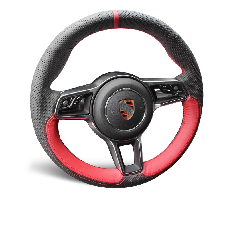 

Briad on Steering Wheel for Parsche Cayenne S Base E-Hybrid S Macan 918 Spyder 718 Boxster Cayman GT4 911 Genuine Leather Cover