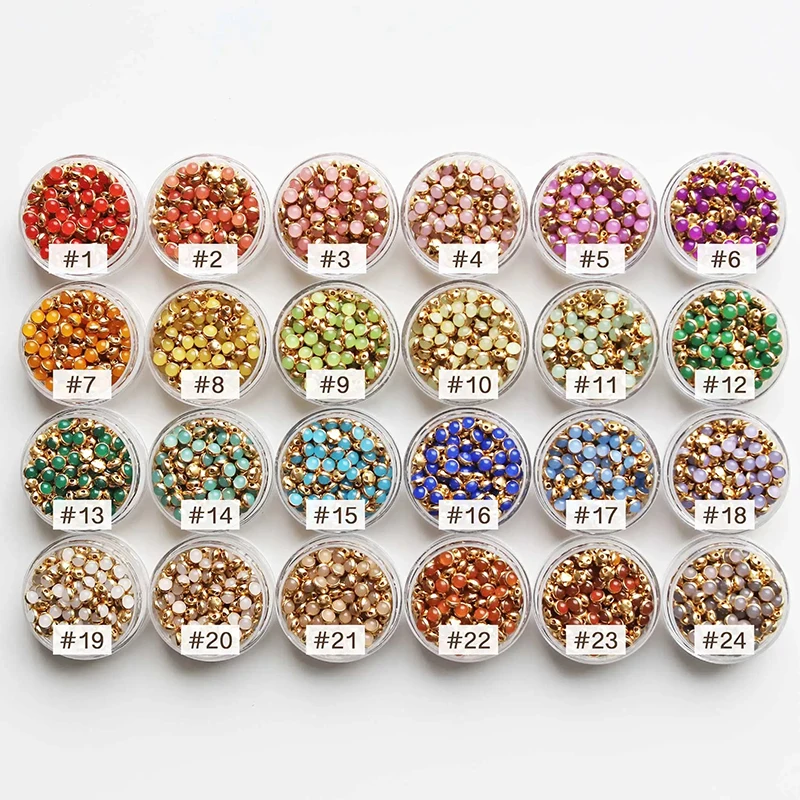 4mm 100PCS Mini Buttons Gold Colorful Tiny Pearl Buttons for DIY Craft Supplies Doll Shirt Clothes Jeans Sewing Accessories