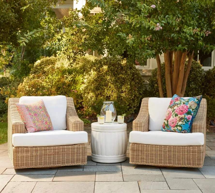 Rattan furniture Pure aluminum all-weather wicker ramp arm Comfortable rotating outdoor lounge chair