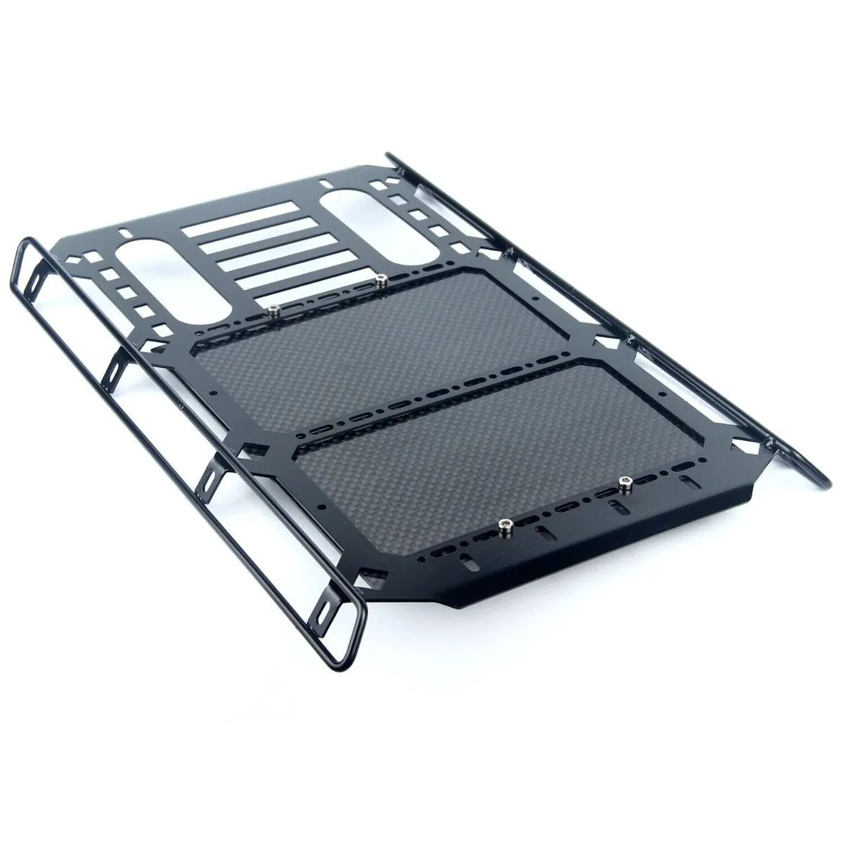 LCX Racing 1/10 RC Crawler Metal w/Carbon Fibre Luggage Tray Roof Rack for Traxxas TRX4 Upgrades Parts Accessories