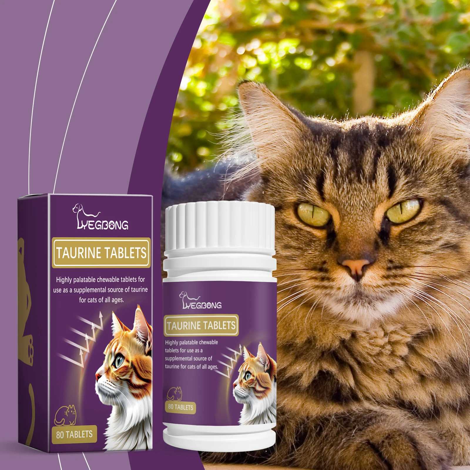 Cat Taurine Tablets, Multivitamin Taurine Supplement For Cats, Protect Eyesight, Support Heart Health, Chewable Pet Nutritional Tablets